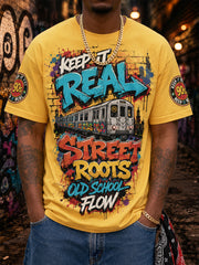 Men's Retro 90s Old School Hip-Hop Print Casual Tee