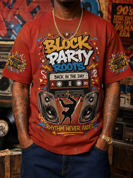 Men's Retro 90s Old School Hip-Hop Print Casual Tee