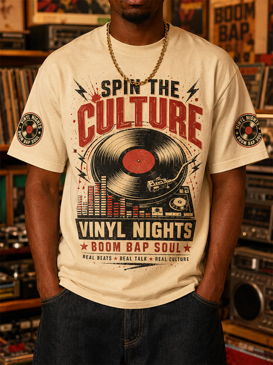 Men's Retro 90s Old School Hip-Hop Print Casual Tee