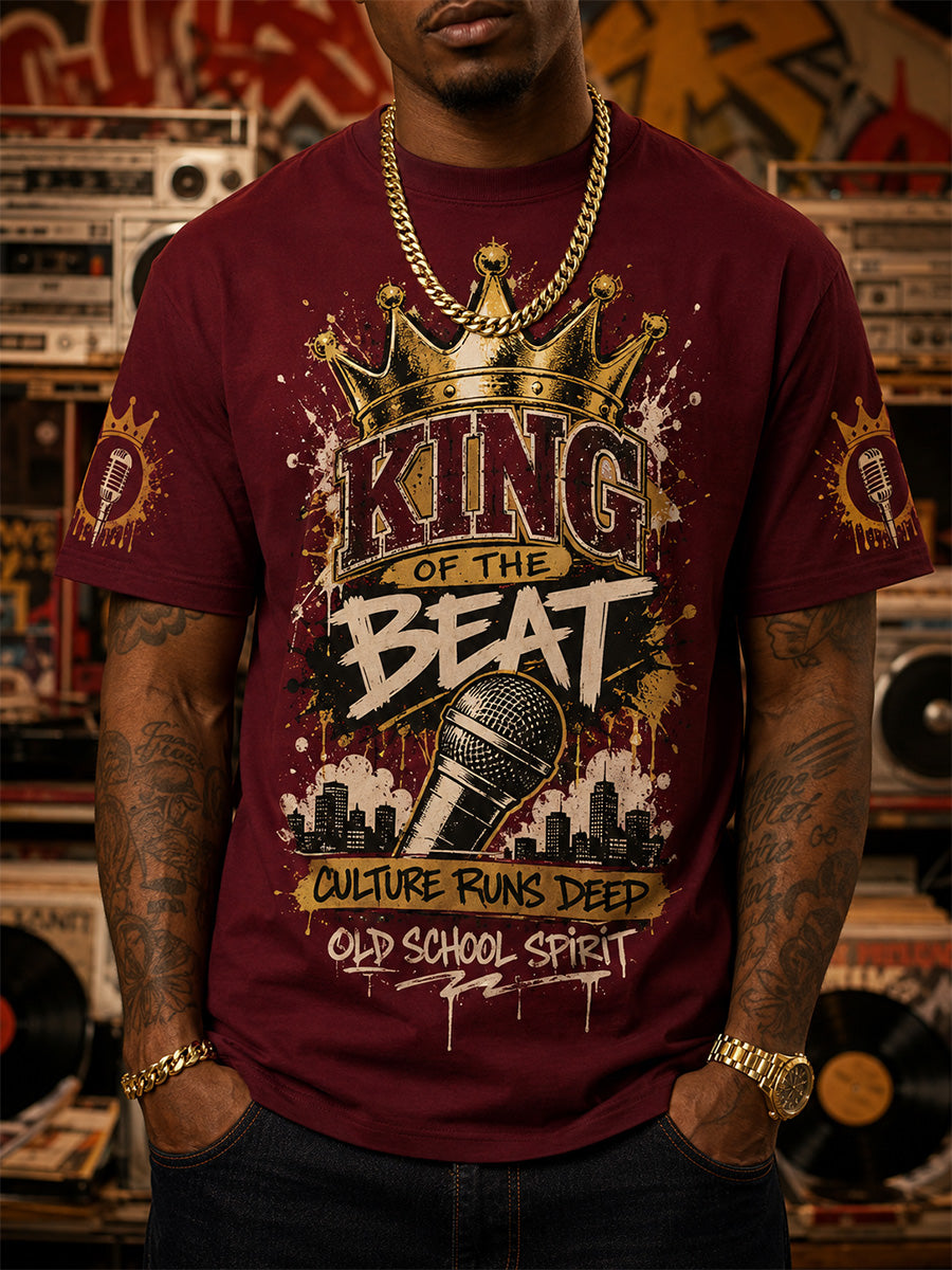 Men's Retro 90s Old School Hip-Hop Print Casual Tee
