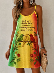 Women's 'Every Little Thing Is Gonna Be Alright' Casual Printed Dress