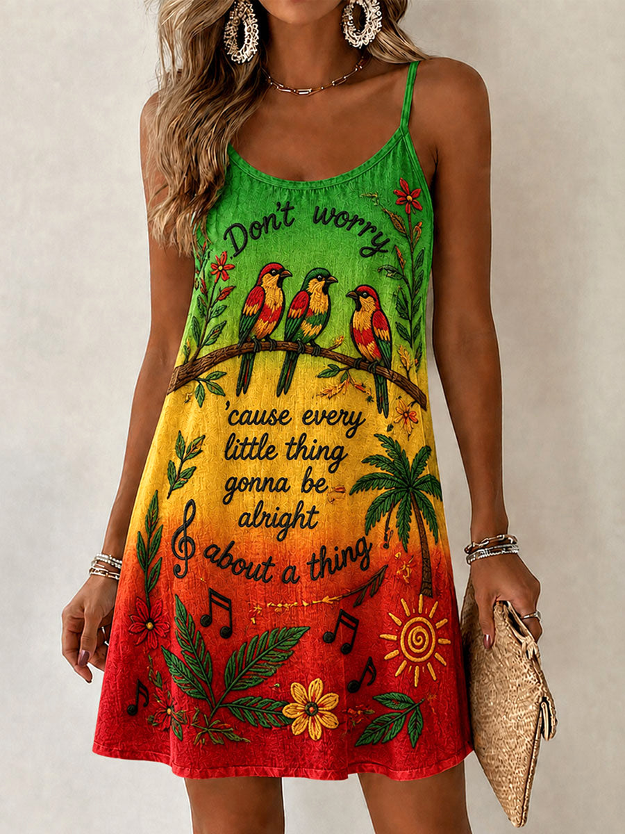 Women's 'Every Little Thing Is Gonna Be Alright' Casual Printed Dress