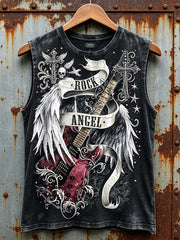 Men's retro rock music skull element printed vest