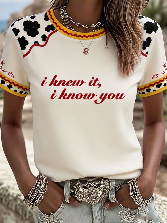Women's I knew You Country Music Lover Printed T-shirt
