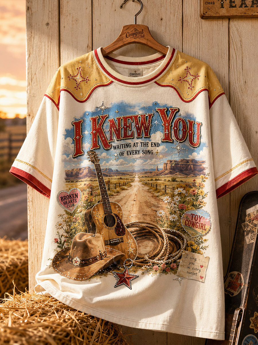 Women's I knew You Country Music Lover Printed T-shirt