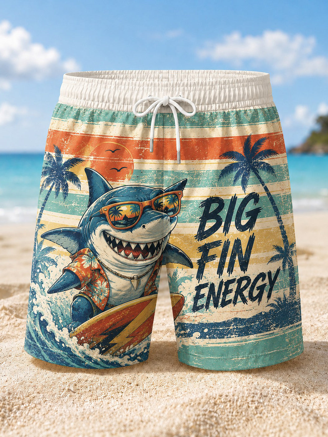 Men's BIG FIN ENERGY Printed Beach Shorts