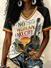 Women's "No Woman, No Cry" V-Neck T-Shirts