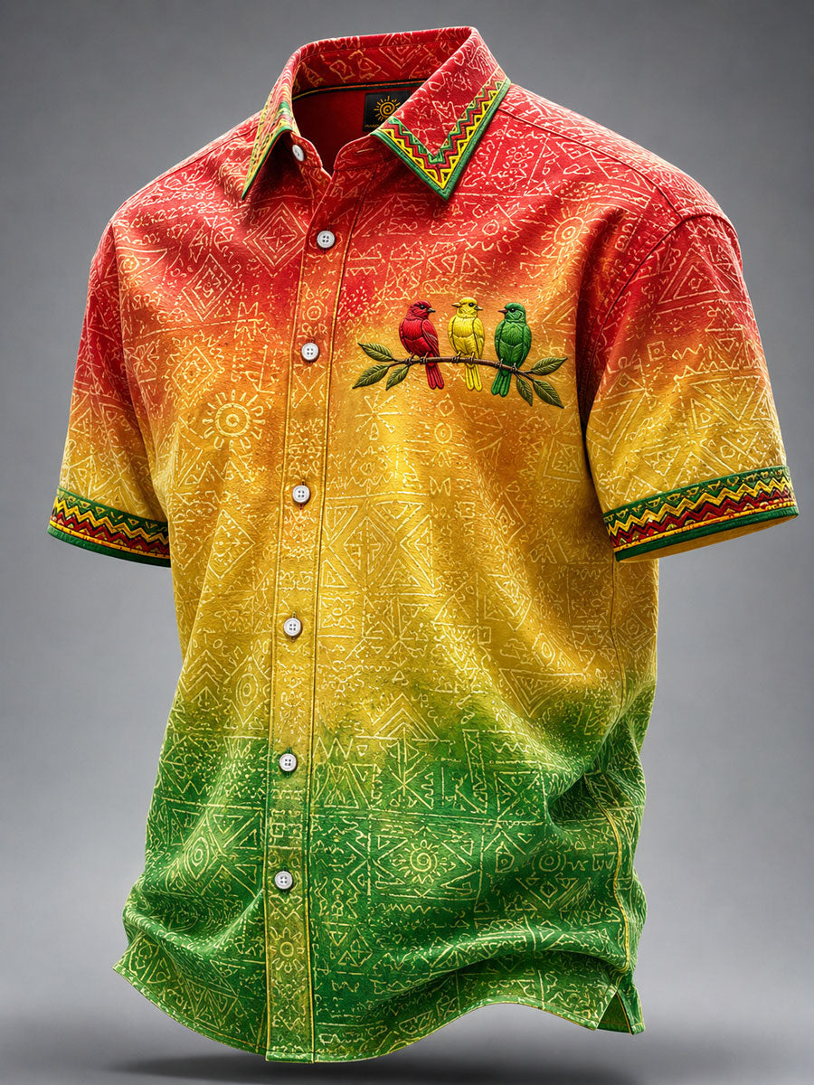 Men's Every Little Thing Is Gonna Be Alright Printed Casual Shirt