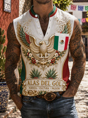 Men's Mexico Pride Art Printed Linen Tank Tops