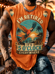 Men's I'm Retired It's 5 O'clock Everywhere Parrot Print Casual Vest