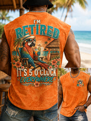 Men's I'm Retired It's 5 O'clock Everywhere Parrot Print Casual Vest