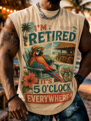 Men's I'm Retired It's 5 O'clock Everywhere Parrot Print Casual Vest