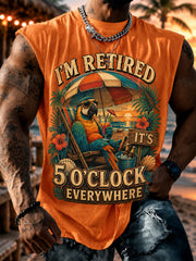 Men's I'm Retired It's 5 O'clock Everywhere Parrot Print Casual Vest