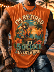 Men's I'm Retired It's 5 O'clock Everywhere Parrot Print Casual Vest
