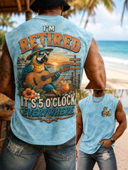 Men's I'm Retired It's 5 O'clock Everywhere Parrot Print Casual Vest