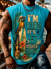 Men's I'm Retired It's 5 O'clock Everywhere Parrot Print Casual Vest