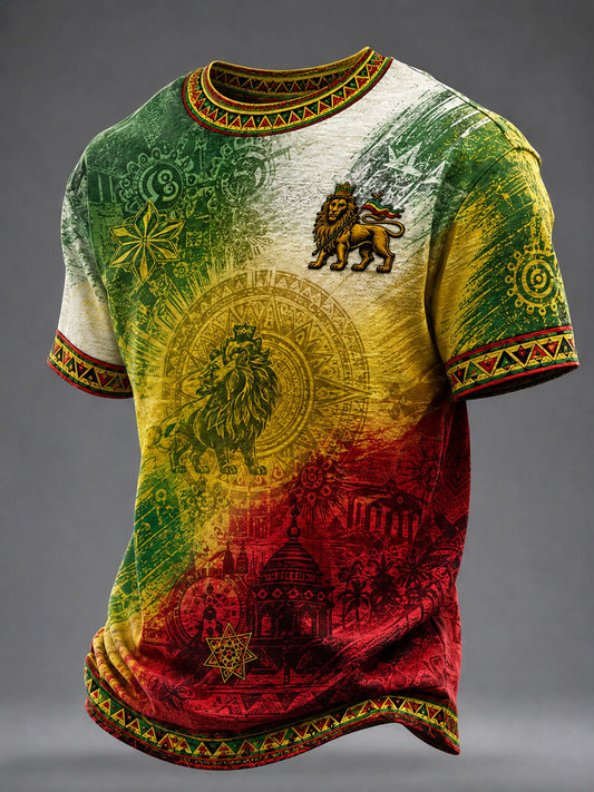 Men's Reggae Print Casual T-Shirt