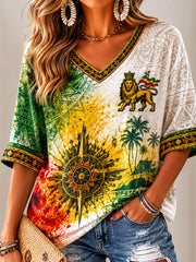 Women's Reggae Print Casual T-Shirt