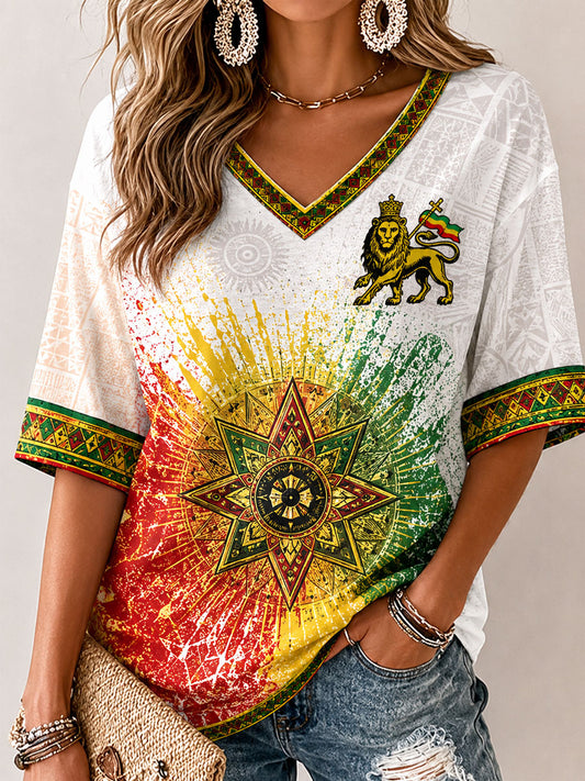 Women's Reggae Print Casual T-Shirt