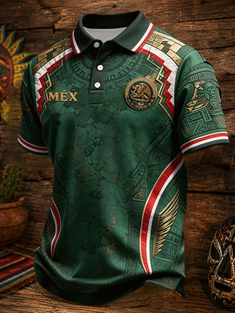 Men's Mexico Football Lover Art Printed Casual Tops
