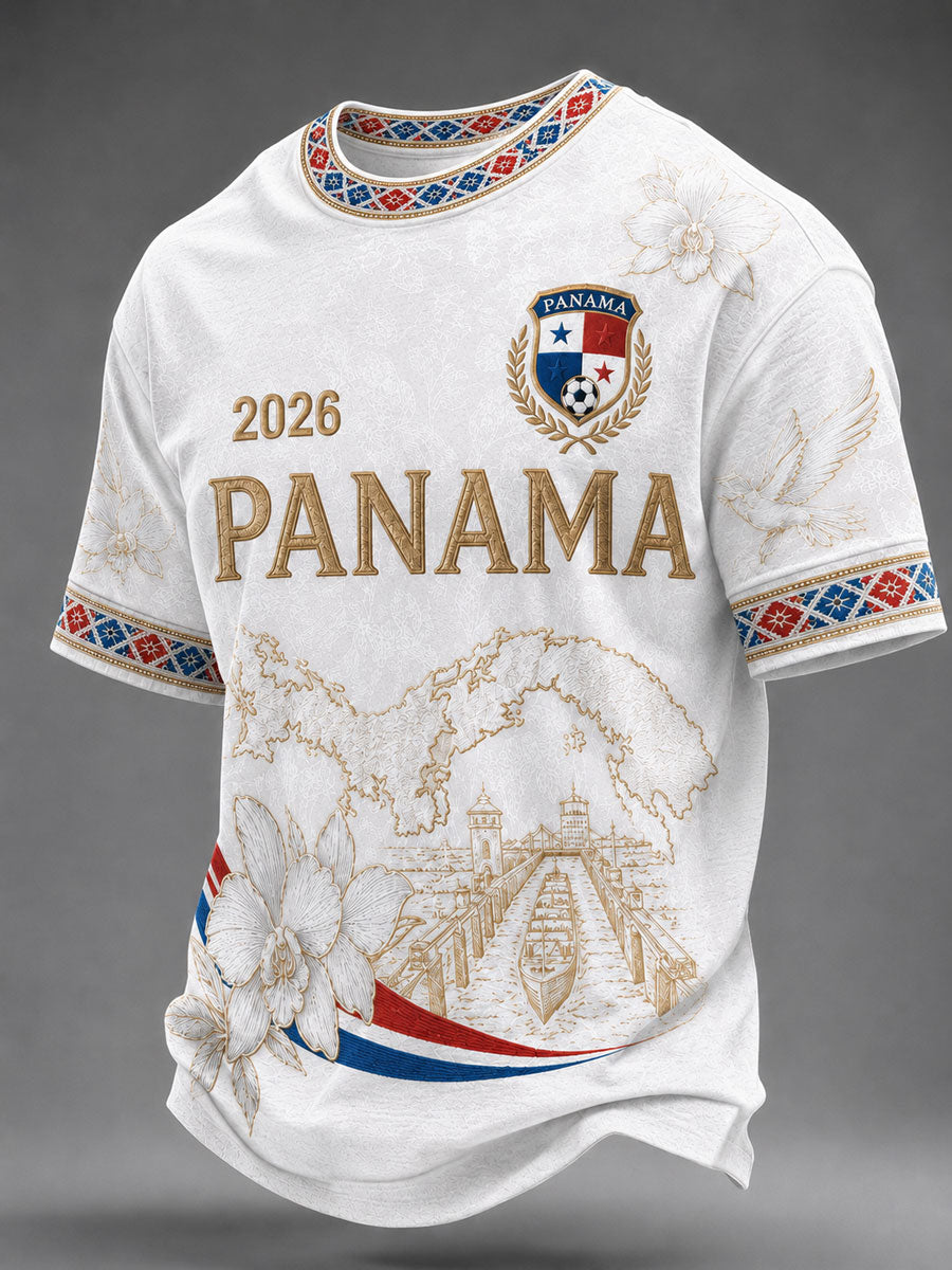 Men's Panama Soccer Printed Casual T-Shirt