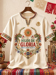 Women's Mexico Pride Art Printed Linen T-shirt