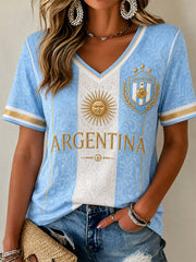 Women's Gift For Football Fans Print Casual V-Neck Tee