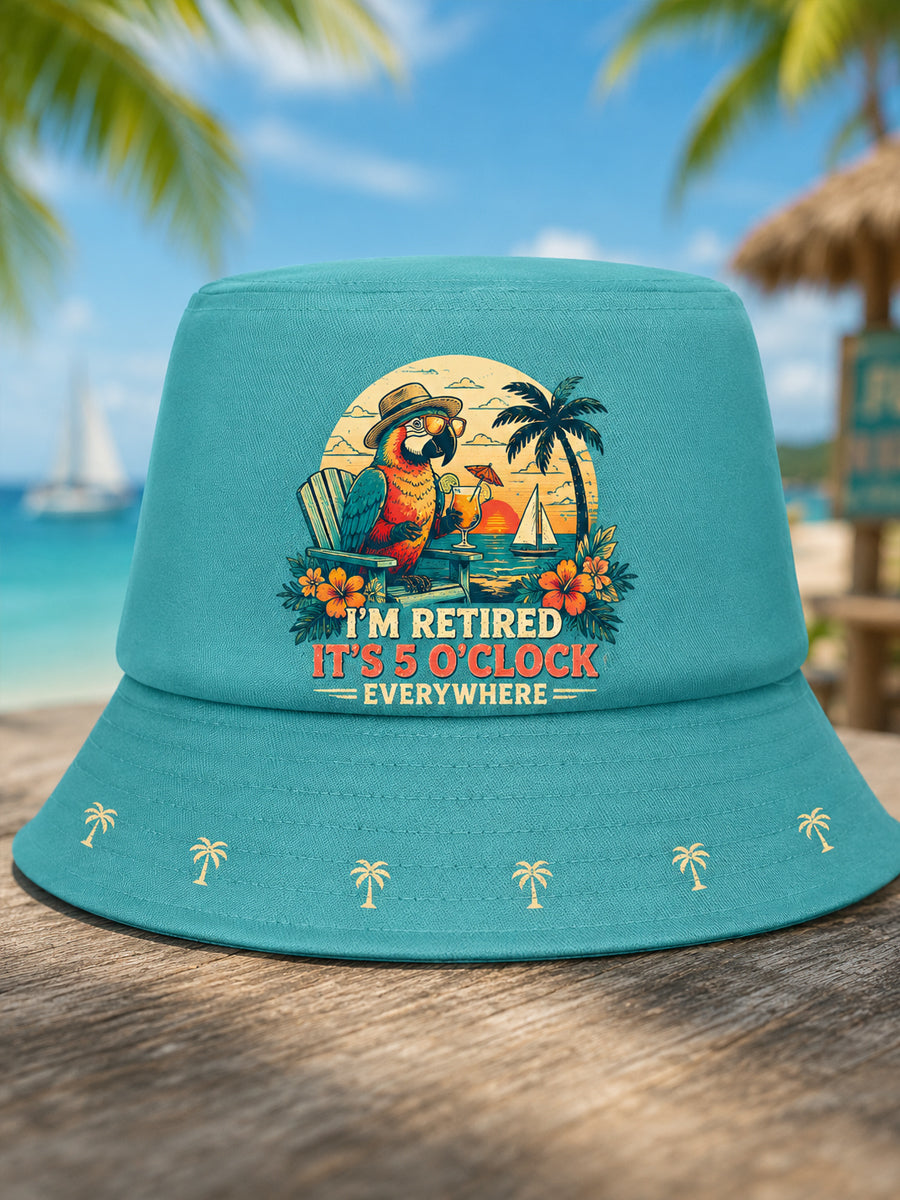 Unisex I'm Retired It's 5 O'clock Everywhere Parrot Print Casual Hat