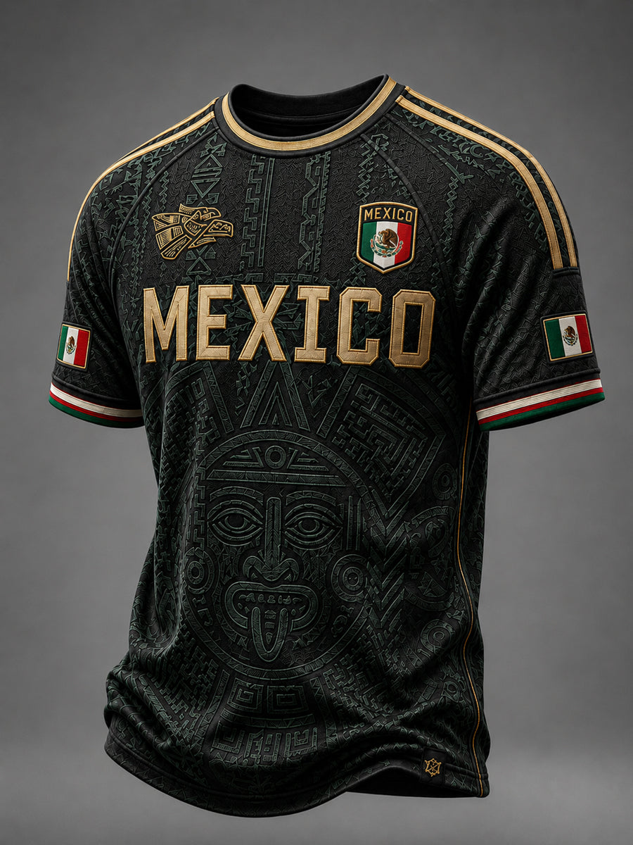 Men's Mexico Football Lover Art Short Sleeve O-neck T-shirt