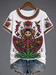 Women's Mexico Guelaguetza Lele Doll Art Printed T-shirt