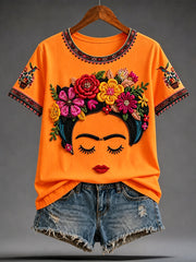 Women's Mexico Guelaguetza Lele Doll Art Printed T-shirt