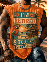 Men's I'm Retired It's 5 O'clock Everywhere Parrot Print Casual Vest