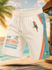 Men's I'm Retired It's 5 O'clock Everywhere Parrot Print Casual Shorts