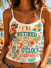 Women's I'm Retired It's 5 O'clock Everywhere Parrot Print Casual Camisole