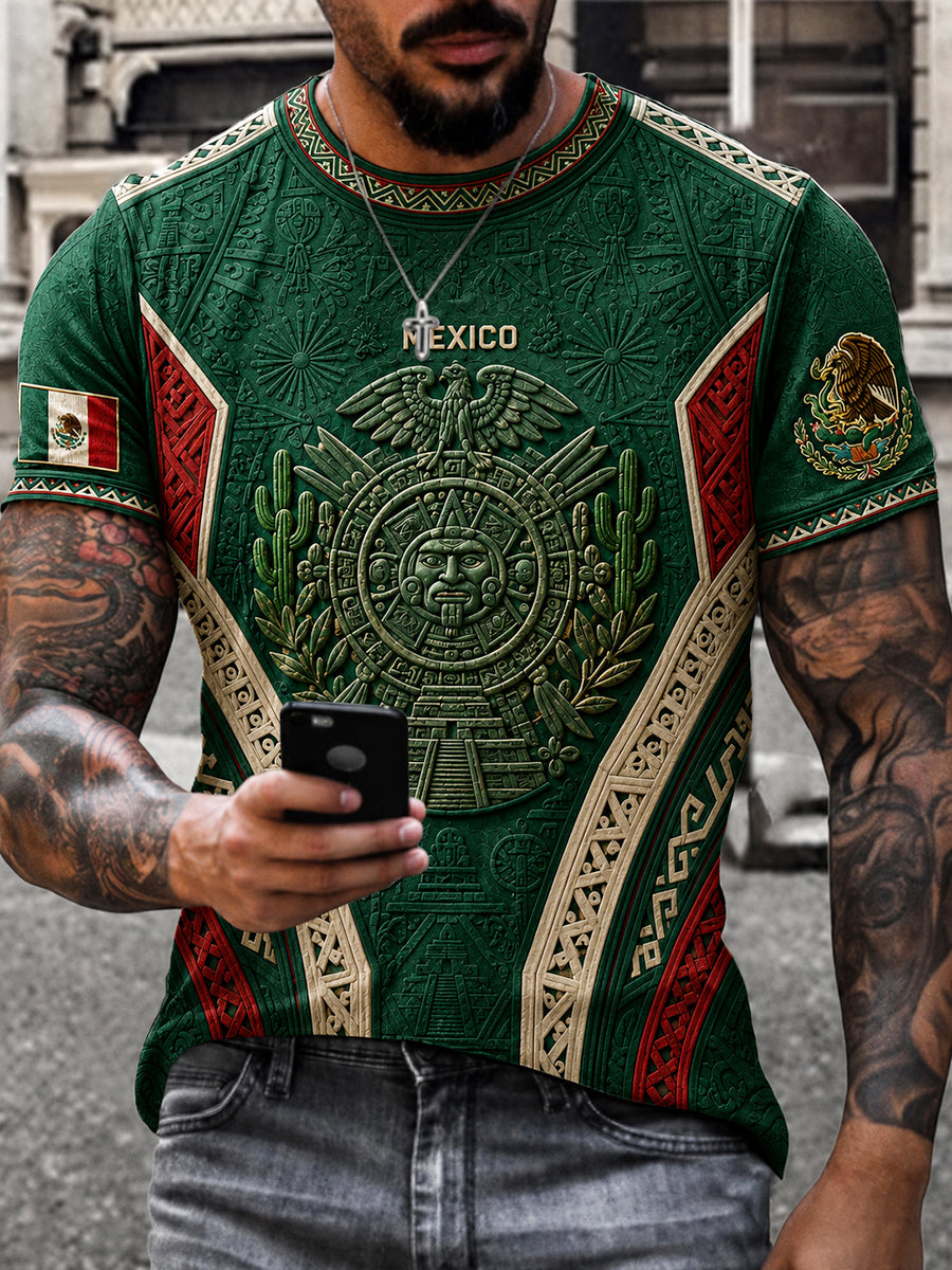 Men's Mexico Football Lover Papel Picado Art Printed T-shirt