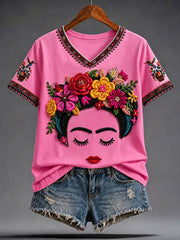 Women's Mexico Guelaguetza Lele Doll Art Printed T-shirt