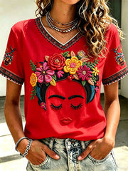 Women's Mexico Guelaguetza Lele Doll Art Printed T-shirt