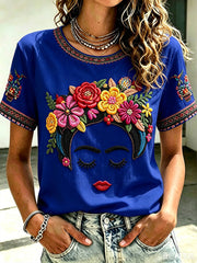 Women's Mexico Guelaguetza Lele Doll Art Printed T-shirt