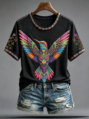 Women's Mexico Guelaguetza Hummingbird Art Printed T-shirt