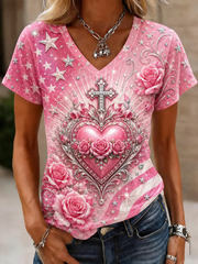 Women's Breast Cancer Awareness Print short-sleeved T-shirt