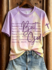 Women's But God Faithful Words Gradient Color Print short sleeve T-shirt
