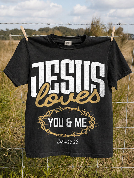 Men's Christian Jesus Loves You and Me Short Sleeve T-shirt