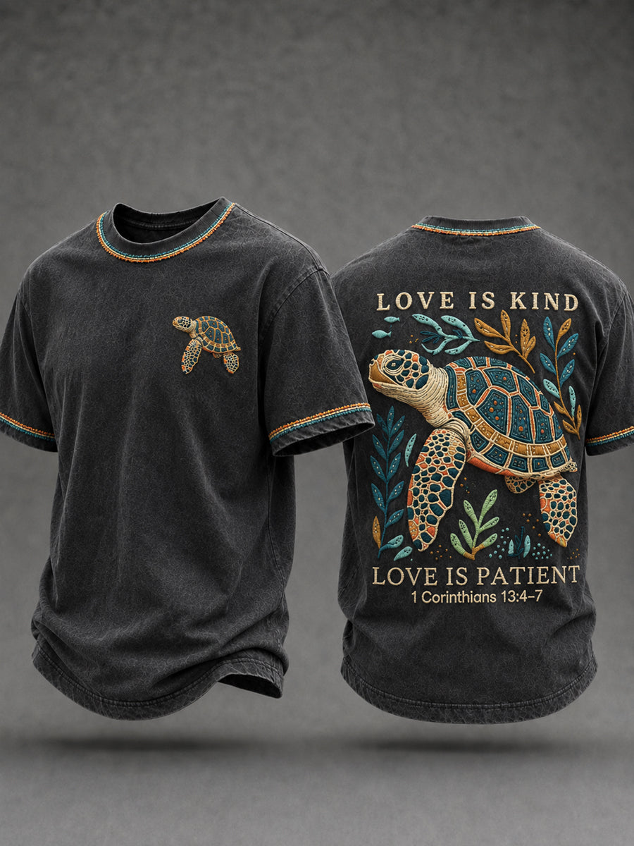 Men's Christian Love Is Kind Double Sided  Short Sleeve T-shirt