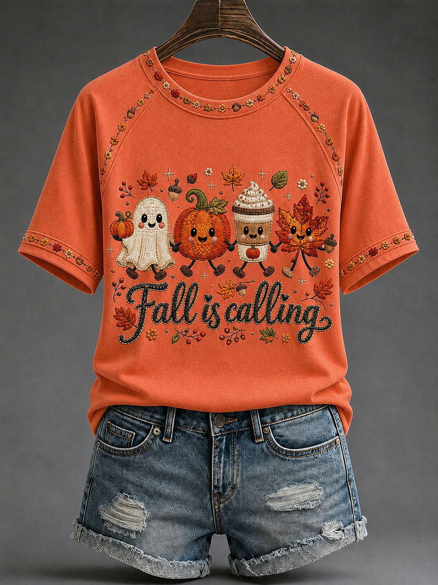 Women's Fall Is Calling Printed Casual T-Shirt