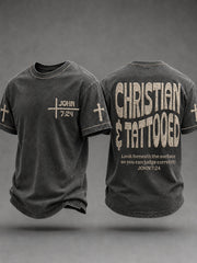 Men's CHRISTIAN & TATTOOED JOHN 7:24 Short Sleeve T-shirt