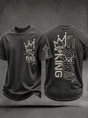 Men's Christian Jesus Is King Cross Short Sleeve  T-shirt