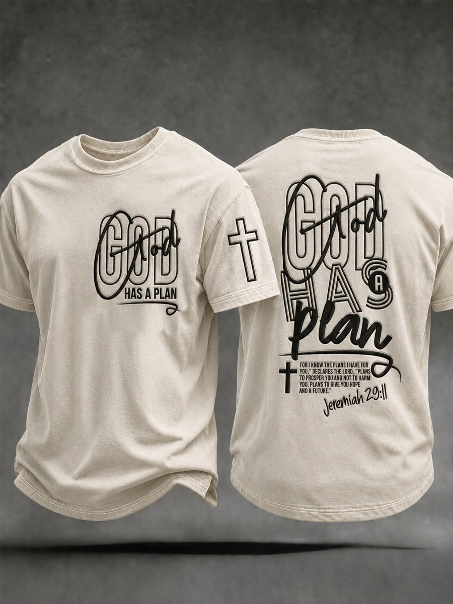 Men's Christian God Has A Plan Cross Short Sleeve  T-shirt