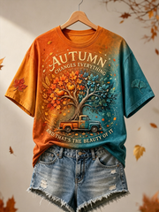 Women's Fall Printed short-sleeved T-shirt