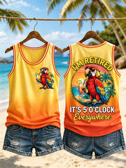Women's I'm Retired It's 5 O'clock Everywhere Parrot Print Casual Vest