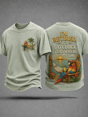 Men's I'm Retired It's 5 O'clock Everywhere Parrot Print Casual Tee